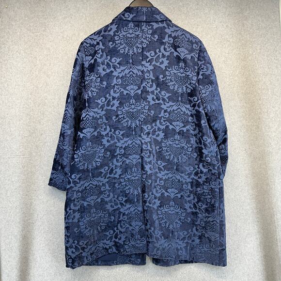 Chico's Chenille Jacquard Jacket Womens Size 3 Blue 100% Polyester Long Sleeve - Picture 2 of 12